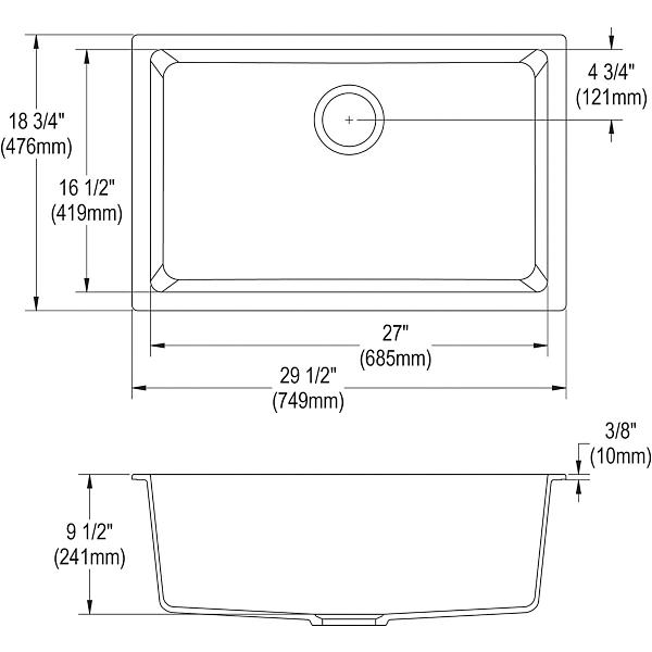 Elkay ELGRU13022C Quartz Classic® 29-1/2" x 18-3/4" x 9-1/2", Single Bowl Undermount Sink Kit