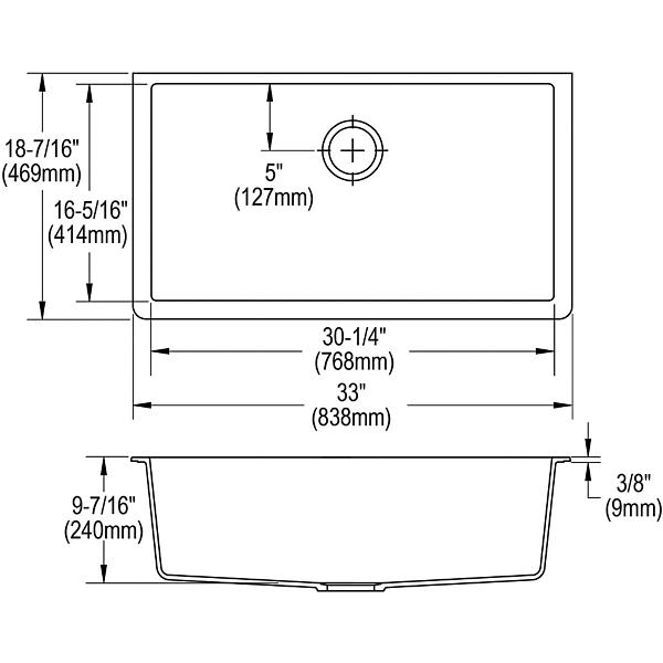 Elkay ELGRU13322C Quartz Classic® 33" x 18-7/16" x 9-7/16" Single Bowl Undermount Sink Kit