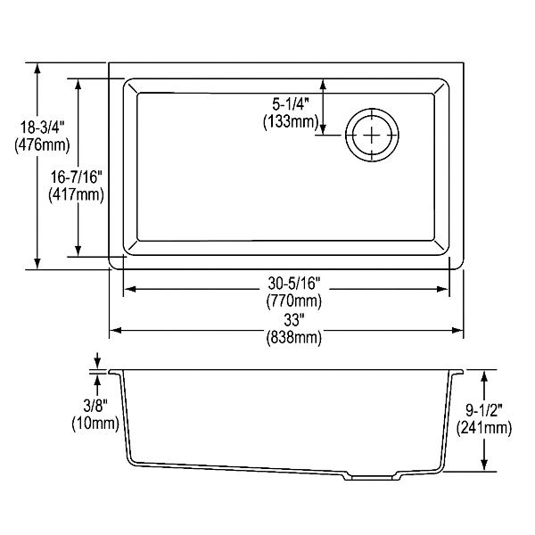Elkay ELGU13322 Quartz Classic® 33" x 18-3/4" x 9-1/2" Single Bowl Undermount Sink