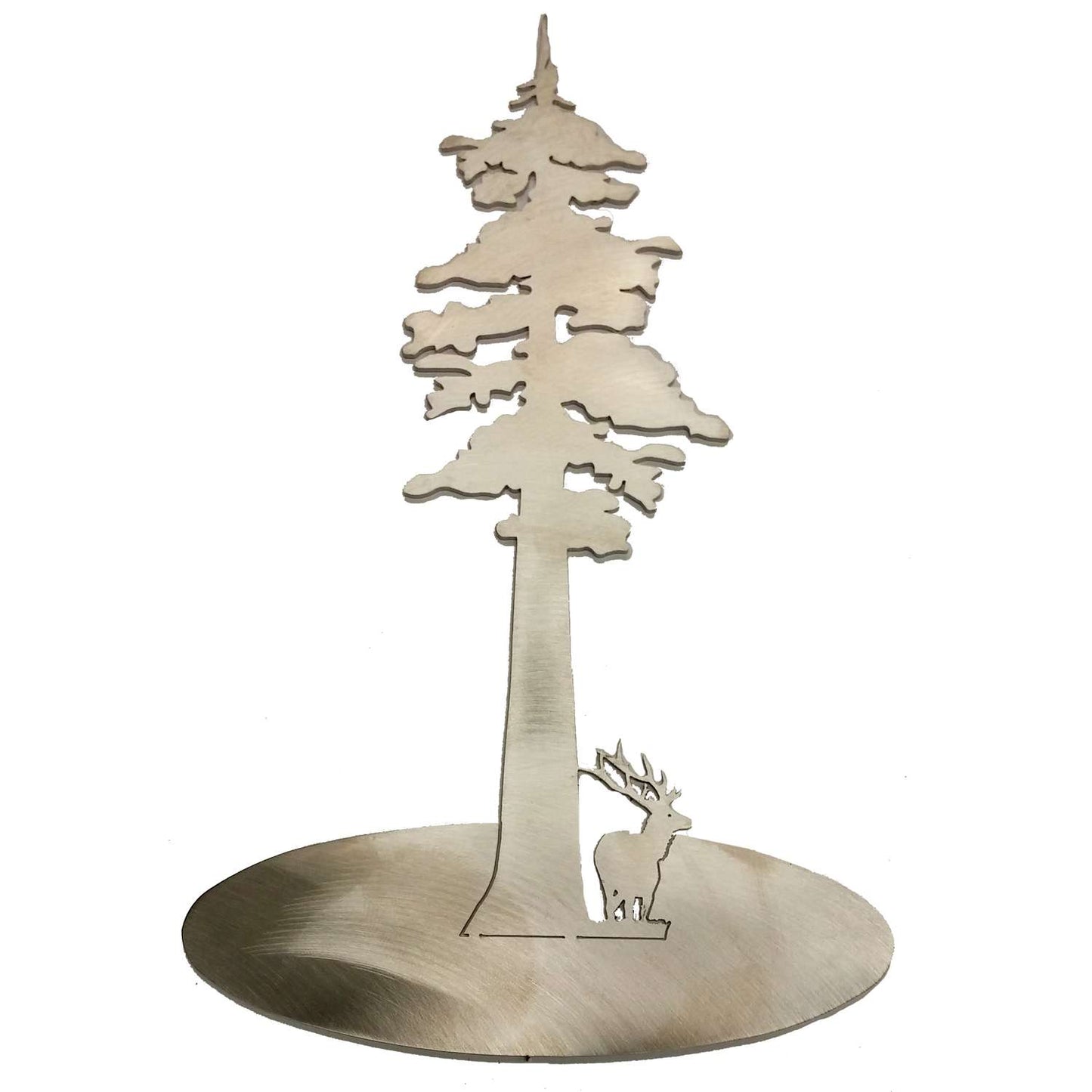 Paradise Clay SSS004 Stainless Steel Redwood Tree With Elk Stand-Up