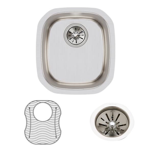 Elkay ELUH1113DBG Lustertone® Classic Stainless Steel 14-1/4" x 15-3/4" x 5-15/16" Single Bowl Undermount Sink Kit