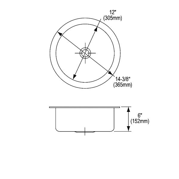 Elkay ELUH12FB Lustertone® Classic Stainless Steel 14-3/8" x 14-3/8" x 6" Single Bowl Undermount Sink