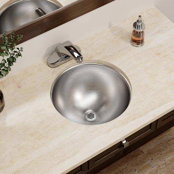 Elkay ELUH12LV Asana Stainless Steel 14-3/8" x 14-3/8" x 6" Single Bowl Undermount Bathroom Sink with Overflow