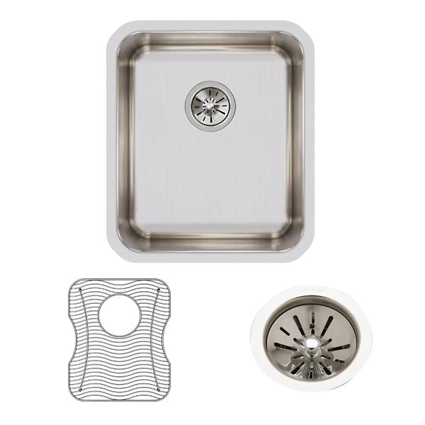 Elkay ELUH1316DBG Lustertone® Classic Stainless Steel 16" x 18-1/2" x 7-7/8" Single Bowl Undermount Sink Kit