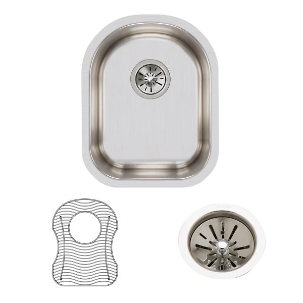 Elkay ELUH1317DBG Lustertone® Classic Stainless Steel 14" x 17-1/2" x 7-1/2" Single Bowl Undermount Sink Kit