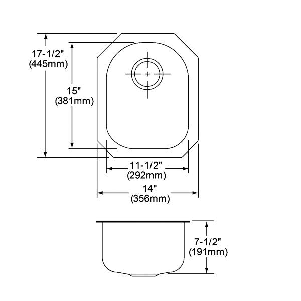 Elkay ELUH1317 Lustertone® Classic Stainless Steel 14" x 17-1/2" x 7-1/2" Single Bowl Undermount Sink