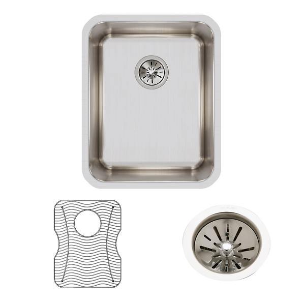 Elkay ELUH141810DBG Lustertone® Classic Stainless Steel 16-1/2" x 20-1/2" x 9-7/8" Single Bowl Undermount Sink Kit