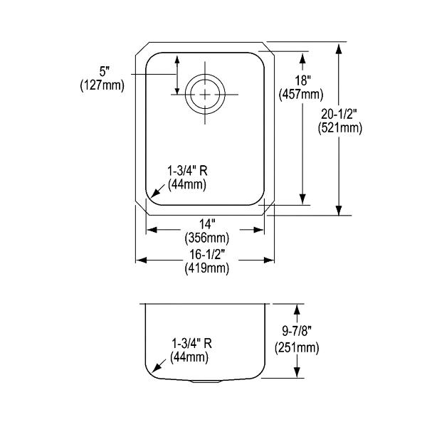 Elkay ELUH141810DBG Lustertone® Classic Stainless Steel 16-1/2" x 20-1/2" x 9-7/8" Single Bowl Undermount Sink Kit