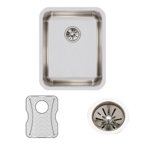 Elkay ELUH1418DBG Lustertone® Classic Stainless Steel, 16-1/2" x 20-1/2" x 7-7/8" Single Bowl Undermount Sink Kit