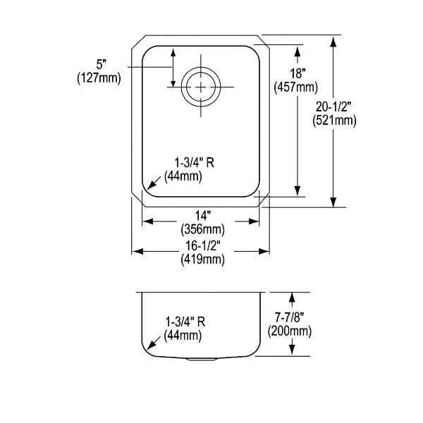 Elkay ELUH1418DBG Lustertone® Classic Stainless Steel, 16-1/2" x 20-1/2" x 7-7/8" Single Bowl Undermount Sink Kit