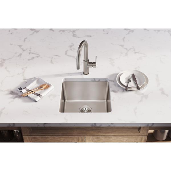 Elkay ELUH1616T Lustertone Iconix® 18 Gauge Stainless Steel 18-1/2" x 18-1/2" x 9" Single Bowl Undermount Sink