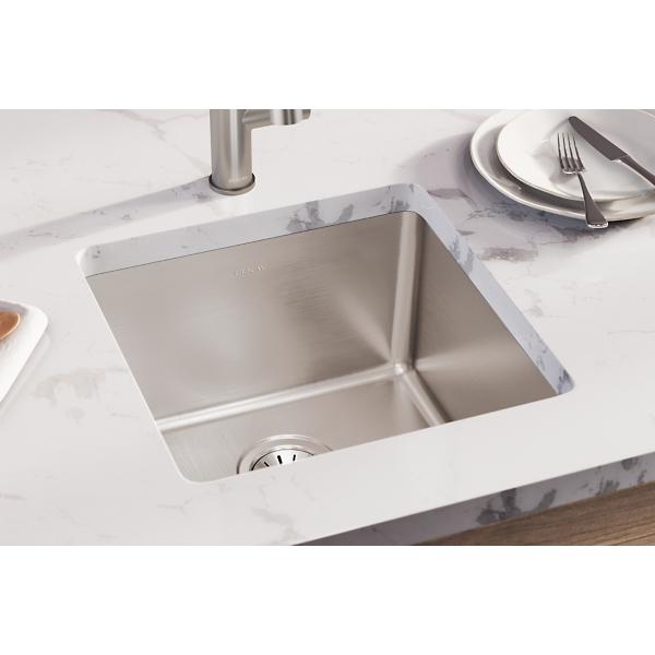 Elkay ELUH1616T Lustertone Iconix® 18 Gauge Stainless Steel 18-1/2" x 18-1/2" x 9" Single Bowl Undermount Sink