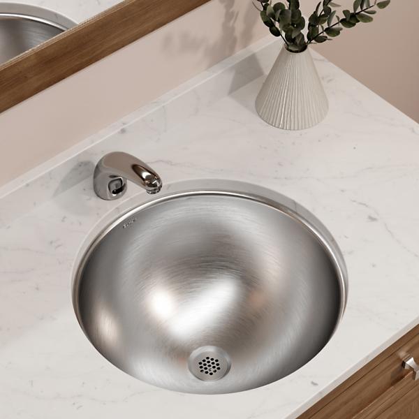 Elkay ELUH16LV Asana Stainless Steel 18-3/8" x 18-3/8" x 8" Single Bowl Undermount Bathroom Sink with Overflow
