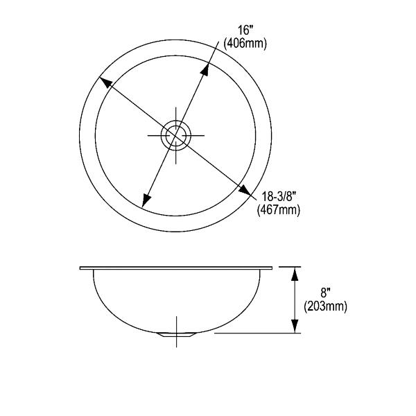 Elkay ELUH16 Asana Stainless Steel 18-3/8" x 18-3/8" x 8" Single Bowl Undermount Bathroom Sink