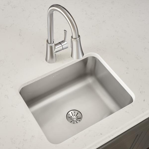 Elkay ELUH1814PD Lustertone® Classic Stainless Steel 20-1/2" x 16-1/2" x 7-7/8" Single Bowl Undermount Sink with Perfect Drain®