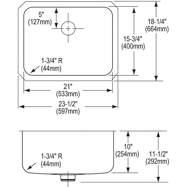 Elkay ELUH211510PD Lustertone® Classic Stainless Steel 23-1/2" x 18-1/4" x 10" Single Bowl Undermount Sink with Perfect Drain®