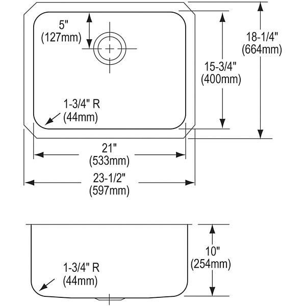 Elkay ELUH211510 Lustertone® Classic Stainless Steel 23-1/2" x 18-1/4" x 10" Single Bowl Undermount Sink