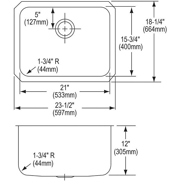 Elkay ELUH211512 Lustertone® Classic Stainless Steel 23-1/2" x 18-1/4" x 12" Single Bowl Undermount Sink