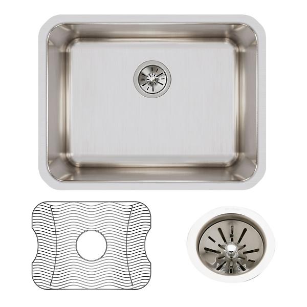 Elkay ELUH2115DBG Lustertone® Classic Stainless Steel 23-1/2" x 18-1/4" x 7-1/2" Single Bowl Undermount Sink Kit