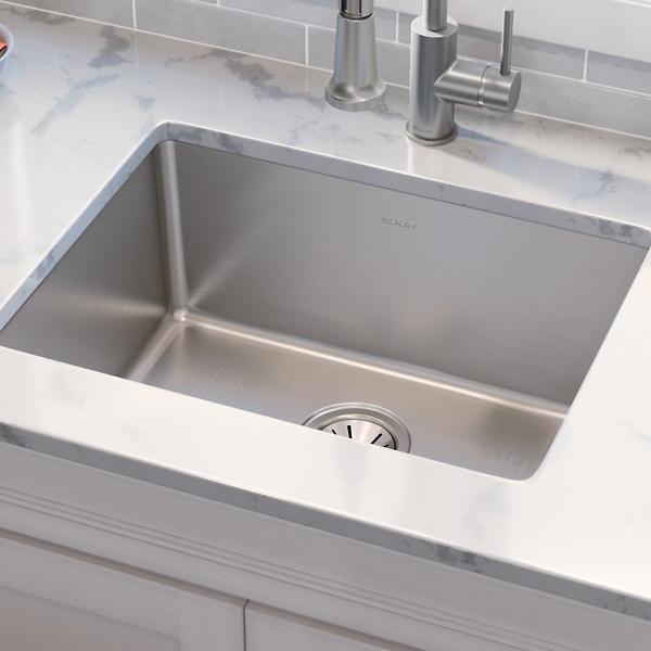 Elkay ELUH2115T Lustertone Iconix® 18 Gauge Stainless Steel 23-1/2" x 18-1/4" x 9" Single Bowl Undermount Sink