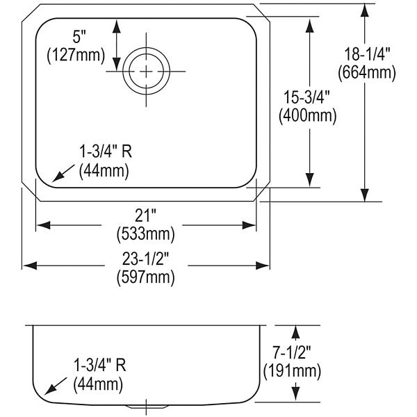 Elkay ELUH2115 Lustertone® Classic Stainless Steel, 23-1/2" x 18-1/4" x 7-1/2" Single Bowl Undermount Sink