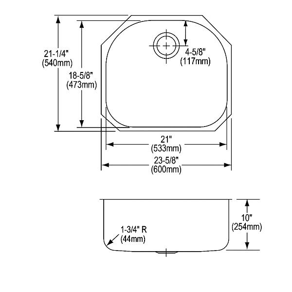 Elkay ELUH211810 Lustertone Classic Stainless Steel 23-5/8" x 21-1/4" x 10" Single Bowl Undermount Sink