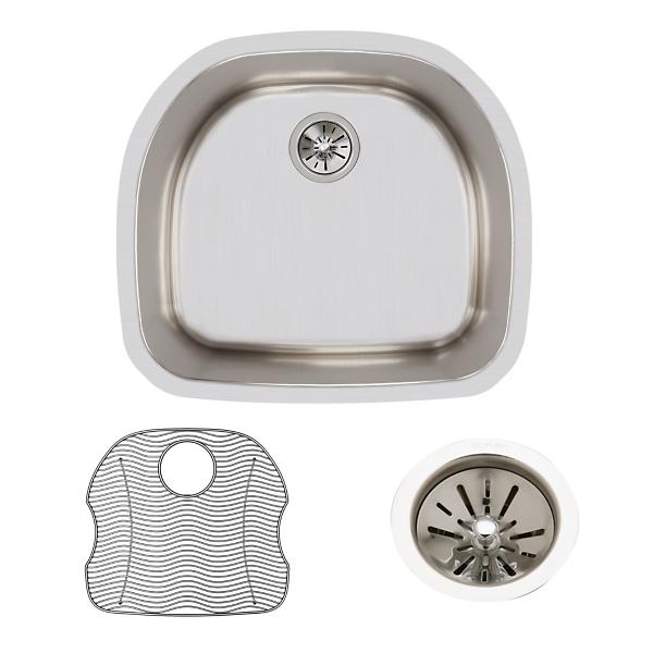 Elkay ELUH2118DBG Lustertone Classic Stainless Steel 23-5/8" x 21-1/4" x 7-1/2" Single Bowl Undermount Sink Kit