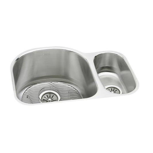 Elkay ELUH272010RDBG Lustertone® Classic Stainless Steel 26-3/4" x 20" x 10" Offset 70/30 Double Bowl Undermount Sink Kit