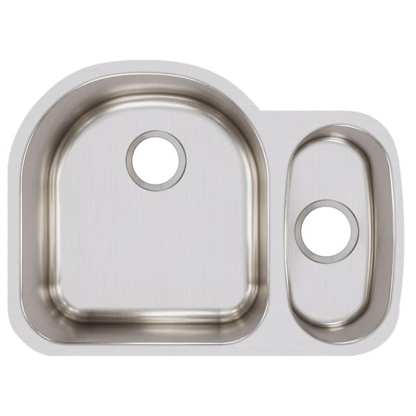 Elkay ELUH272010R Lustertone Classic Stainless Steel 26-3/4" x 20" x 10" Offset 70/30 Double Bowl Undermount Sink