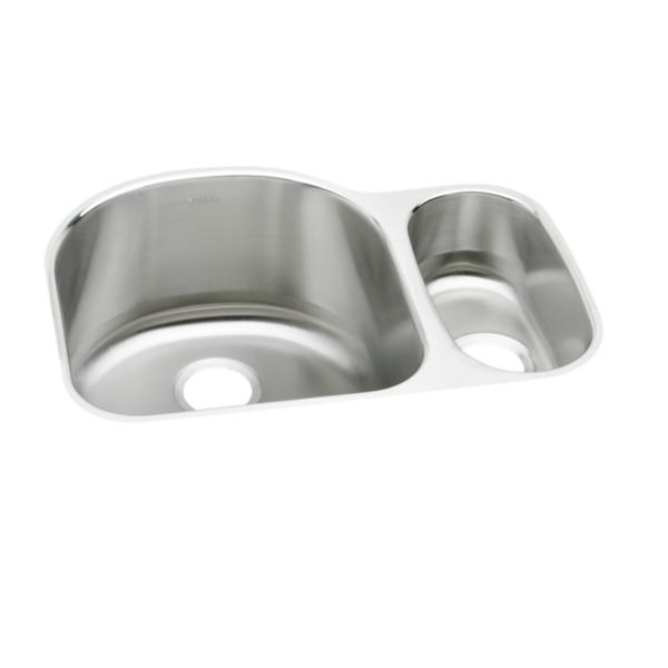 Elkay ELUH272010RDBG Lustertone® Classic Stainless Steel 26-3/4" x 20" x 10" Offset 70/30 Double Bowl Undermount Sink Kit