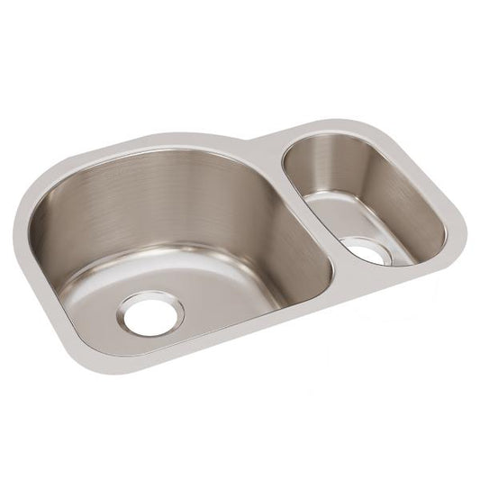 Elkay ELUH272010R Lustertone Classic Stainless Steel 26-3/4" x 20" x 10" Offset 70/30 Double Bowl Undermount Sink