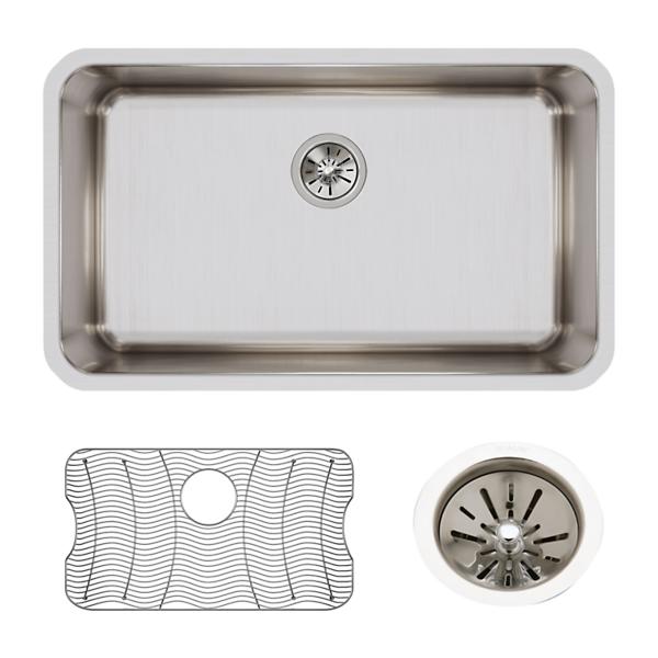 Elkay ELUH281610DBG Lustertone® Classic Stainless Steel 30-1/2" x 18-1/2" x 10" Single Bowl Undermount Sink Kit