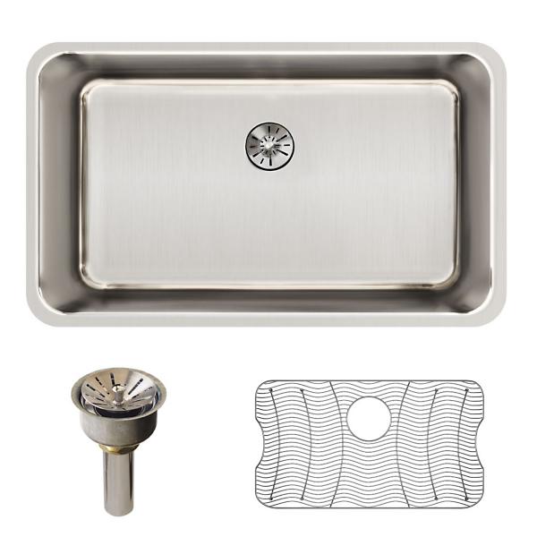 Elkay ELUH281610PDBG Lustertone® Classic Stainless Steel 30-1/2" x 18-1/2" x 10" Single Bowl Undermount Sink Kit with Perfect Drain®