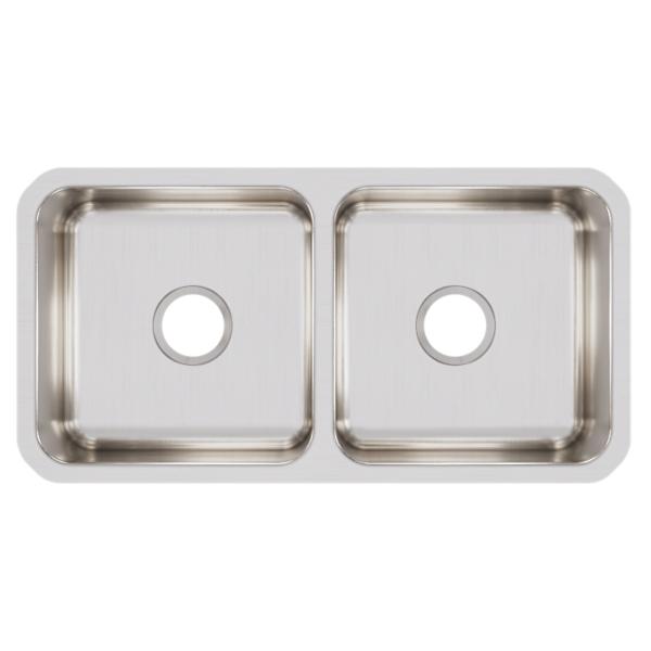 Elkay ELUH3116 Lustertone® Classic Stainless Steel, 31-3/4" x 16-1/2" x 7-1/2" Equal Double Bowl Undermount Sink