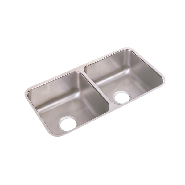 Elkay ELUH3116DBG Lustertone® Classic Stainless Steel, 31-3/4" x 16-1/2" x 7-1/2" Equal Double Bowl Undermount Sink Kit