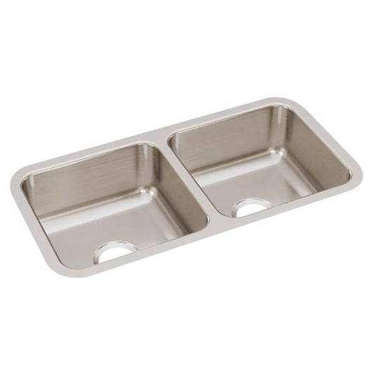 Elkay ELUH3116 Lustertone® Classic Stainless Steel, 31-3/4" x 16-1/2" x 7-1/2" Equal Double Bowl Undermount Sink