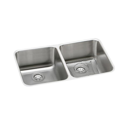 Elkay ELUH311810DBG Lustertone® Classic Stainless Steel 30-3/4" x 18-1/2" x 10" Equal Double Bowl Undermount Sink Kit