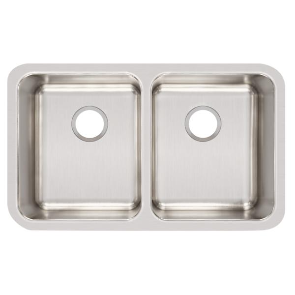 Elkay ELUH311810 Lustertone Classic Stainless Steel 30-3/4" x 18-1/2" x 10" Equal Double Bowl Undermount Sink