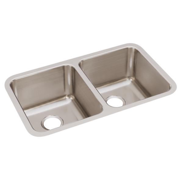 Elkay ELUH311810 Lustertone Classic Stainless Steel 30-3/4" x 18-1/2" x 10" Equal Double Bowl Undermount Sink