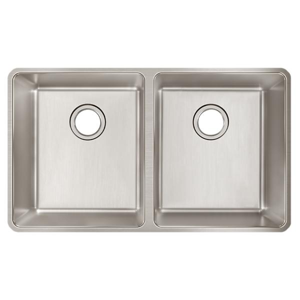 Elkay ELUH3118T Lustertone Iconix® 18 Gauge Stainless Steel 32-3/4" x 19-1/2" x 9" Double Bowl Undermount Sink