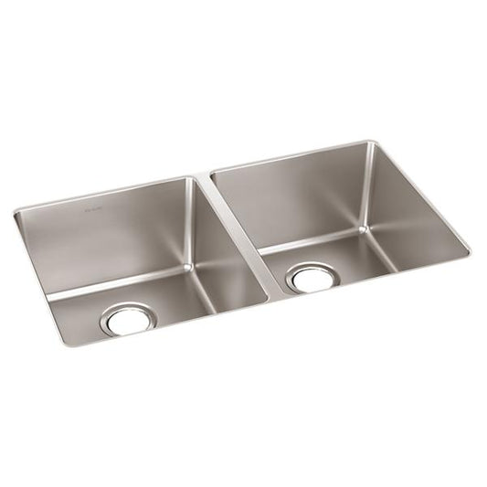 Elkay ELUH3118T Lustertone Iconix® 18 Gauge Stainless Steel 32-3/4" x 19-1/2" x 9" Double Bowl Undermount Sink