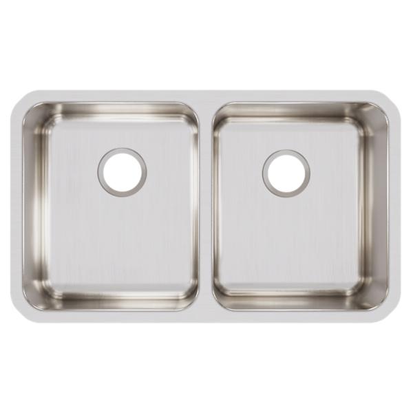 Elkay ELUH3118 Lustertone® Classic Stainless Steel, 30-3/4" x 18-1/2" x 7-7/8" Equal Double Bowl Undermount Sink