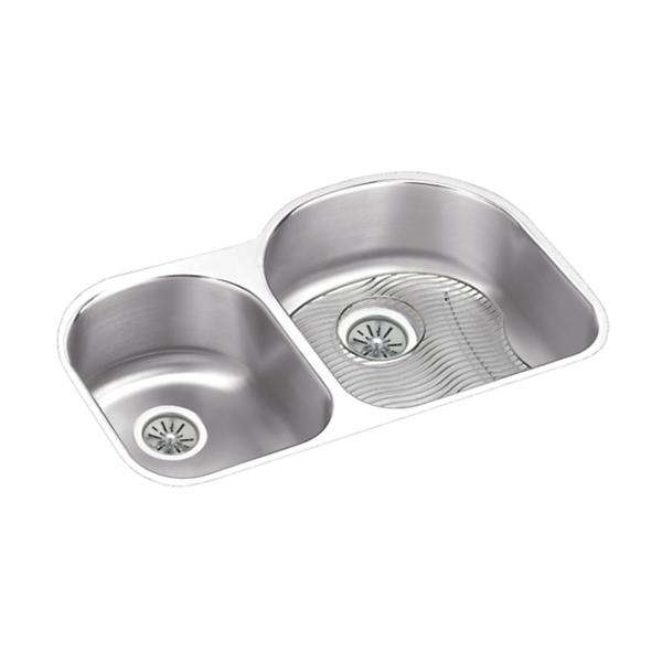 Elkay ELUH311910LDBG Lustertone® Classic Stainless Steel 31-1/4" x 20" x 10" Offset 40/60 Double Bowl Undermount Sink Kit