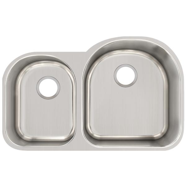 Elkay ELUH311910L Lustertone® Classic Stainless Steel 31-1/4" x 20" x 10" Offset 40/60 Double Bowl Undermount Sink