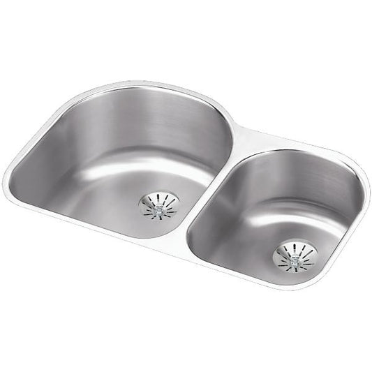 Elkay ELUH311910RPD Lustertone® Classic Stainless Steel 31-1/4" x 20" x 10" Offset 60/40 Double Undermount Sink w/Perfect Drain®