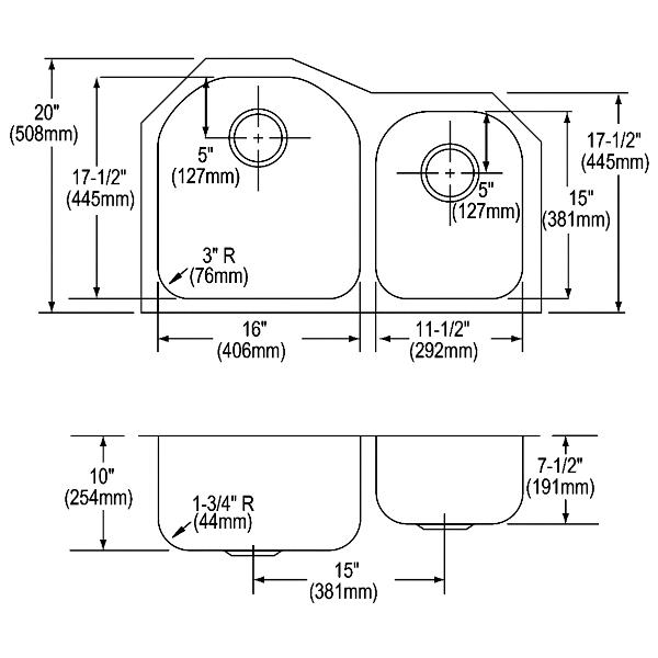 Elkay ELUH311910R Lustertone® Classic Stainless Steel 31-1/4" x 20" x 10" Offset 60/40 Double Bowl Undermount Sink