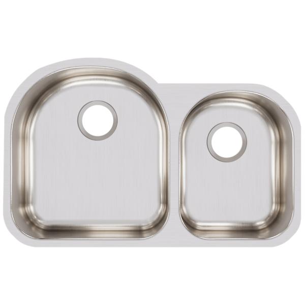 Elkay ELUH3119R Lustertone® Classic Stainless Steel 31-1/4" x 20" x 7-1/2" Offset 60/40 Double Bowl Undermount Sink