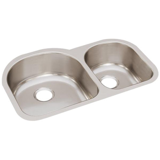 Elkay ELUH3119R Lustertone® Classic Stainless Steel 31-1/4" x 20" x 7-1/2" Offset 60/40 Double Bowl Undermount Sink