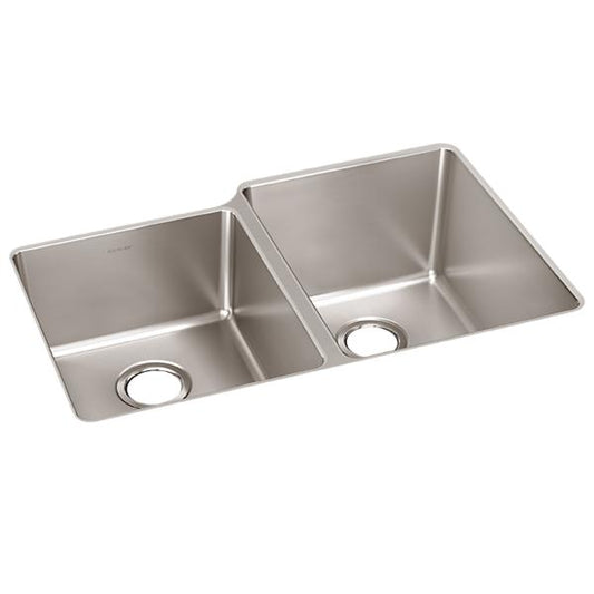 Elkay ELUH3120LT Lustertone Iconix® 18 Gauge Stainless Steel 31-1/4" x 20-1/2" x 9" Double Bowl Undermount Sink with Left Small Bowl