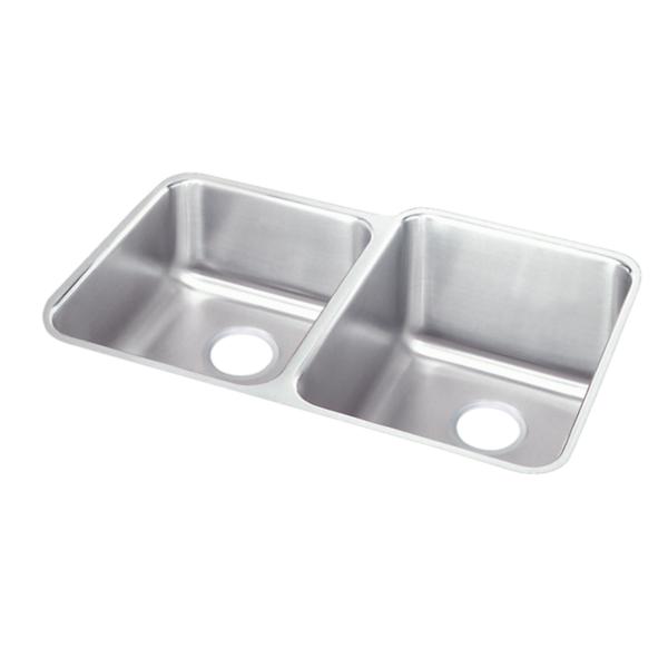 Elkay ELUH3120LDBG Lustertone® Classic Stainless Steel, 31-1/4" x 20-1/2" x 9-7/8" Offset Double Bowl Undermount Sink Kit